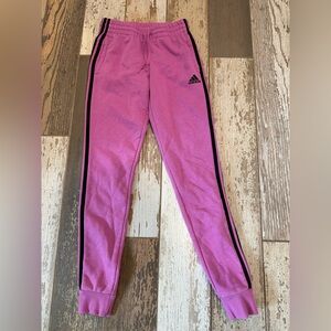 Adidas Kids Purple Joggers with Black Stripes